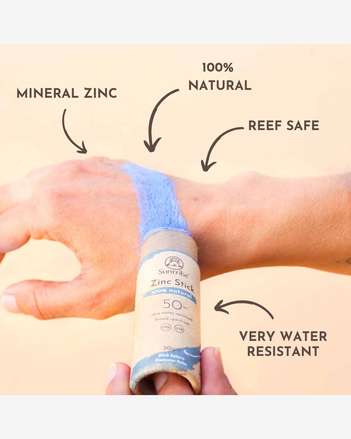 Solkrem, Sunstick SPF50 – 100% Naturlig – Zinc Stick 30ml
