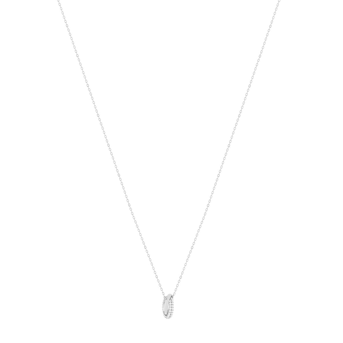 Collier argent 925 zirconias 42 à 45 cm, motif anneaux entrelacés