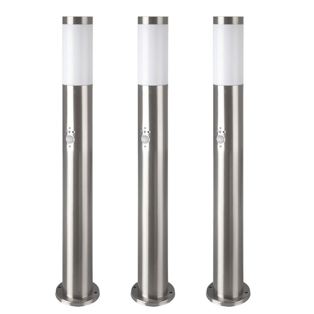 3x Stehleuchte, silber, Bewegungsmelder, 80 cm