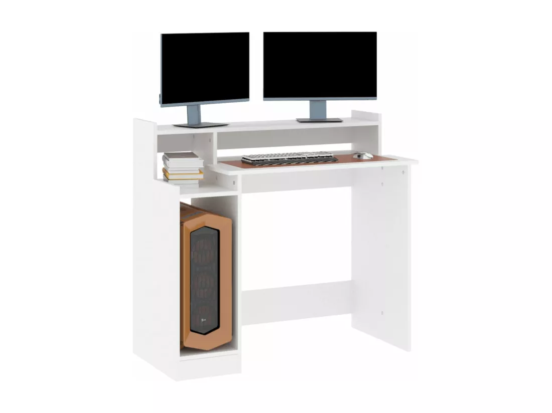 Bureau avec lumières LED Blanc 97x45x90 cm Bois d'ingénierie