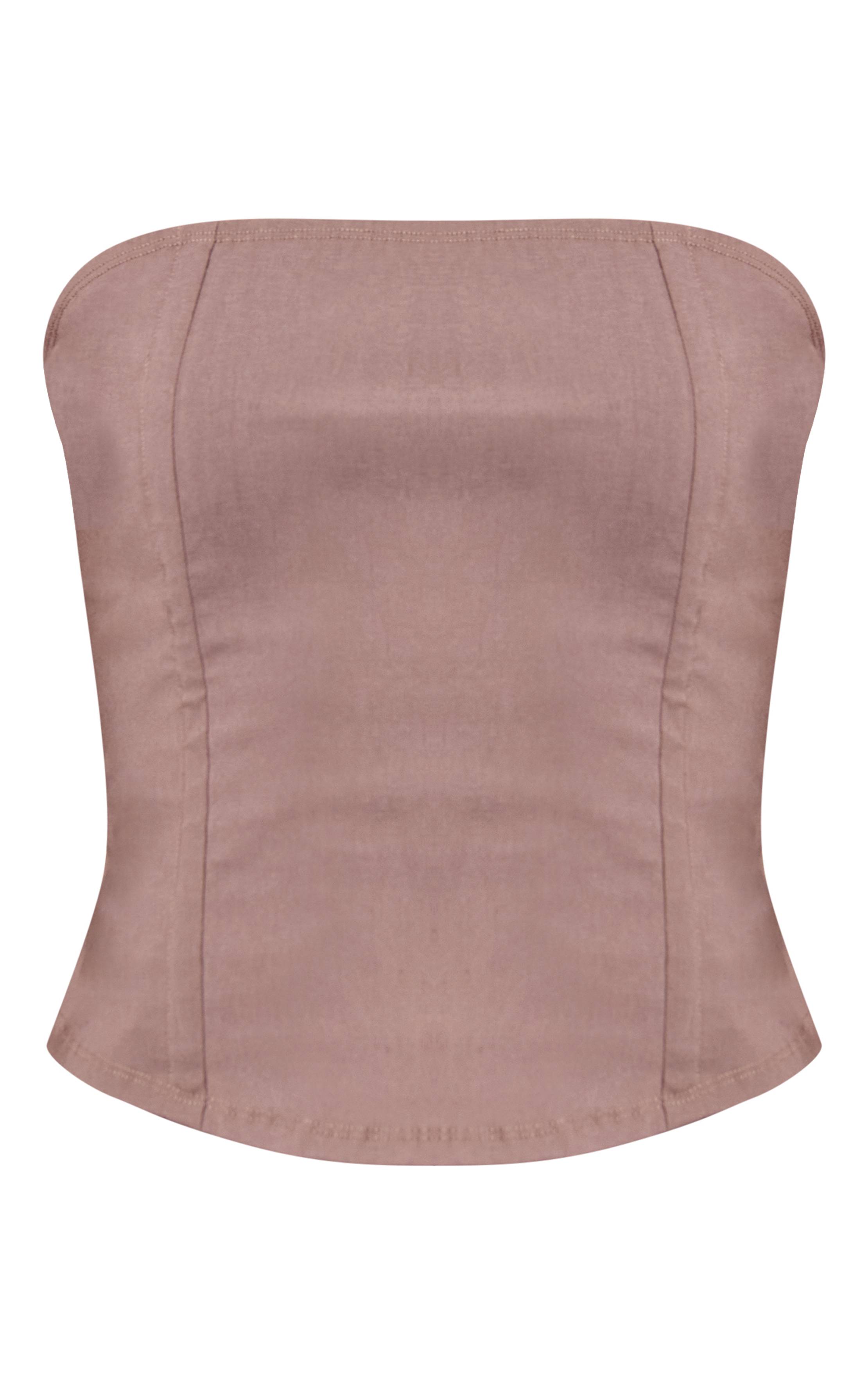 Deep Taupe Corset Bandeau En Tissu Extensible