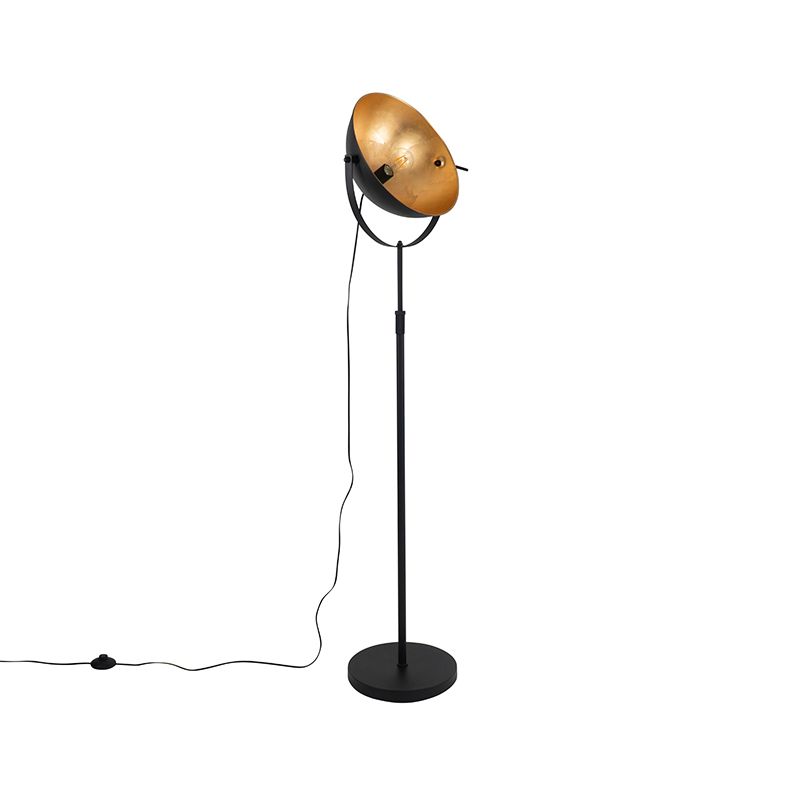 Vloerlamp zwart met goud 35 cm verstelbaar - Magnax