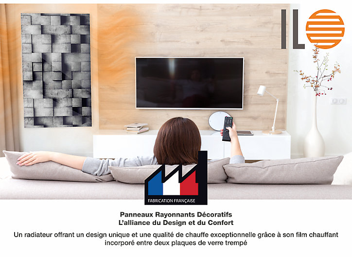 Radiateur électrique à rayonnement Ilo Emeraude en verre Design Béton 3D 750W