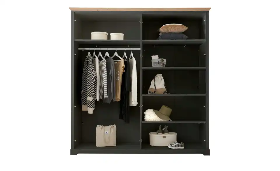 Kleiderschrank Jasmin II Graphit, Asteiche (Nachbildung) 210 cm