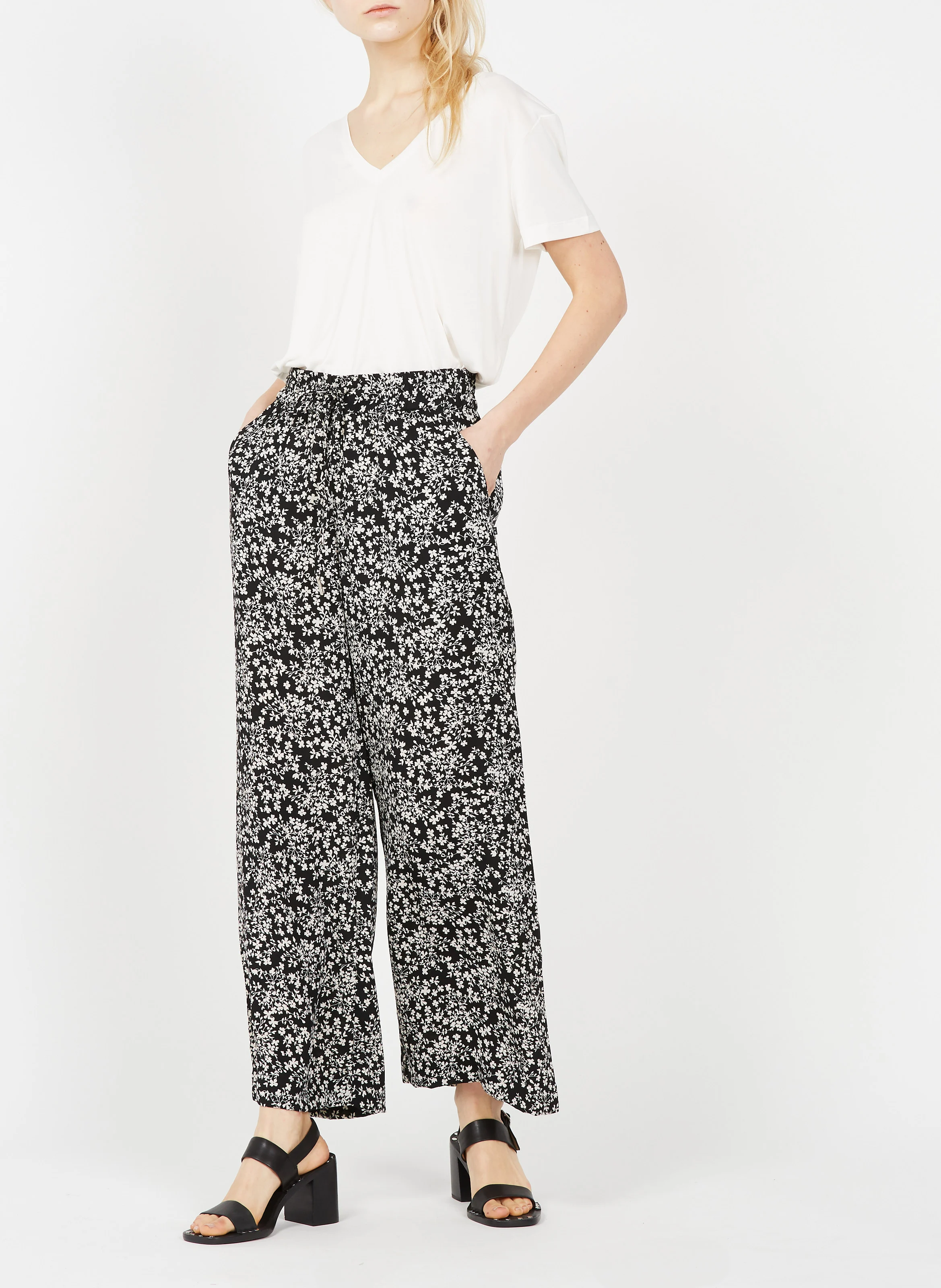 Tee-shirt col V fluide | Blanc