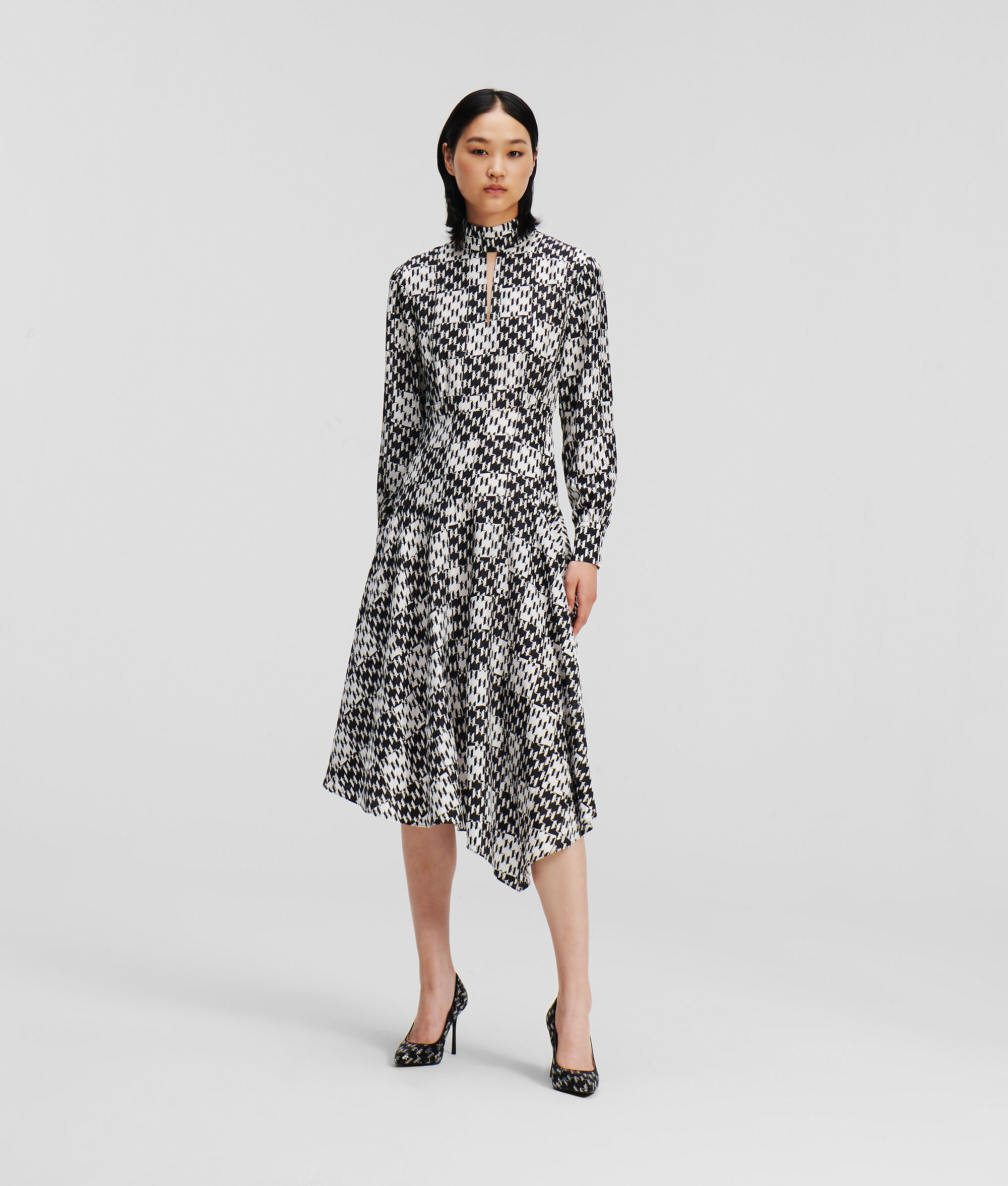 ROBE EN SOIE À CARREAUX KL MONOGRAM