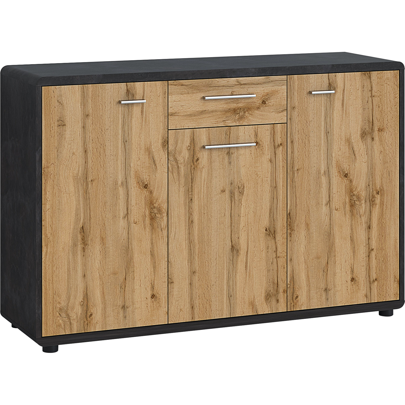 Kommode Trevi Dekor Beton-Optik dunkel Wotaneiche 131 x 87 x 40 cm