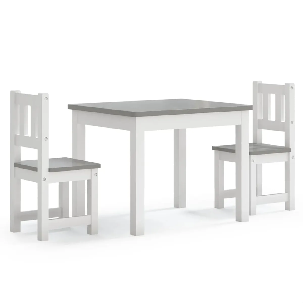 vidaXL Ensemble Table et Chaises Enfants Blanc et Gris