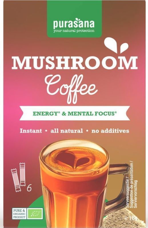 Purasana - Instant Mushroom Coffee - 18 Gram - Arabica - Met Lion’s Mane en Reishi