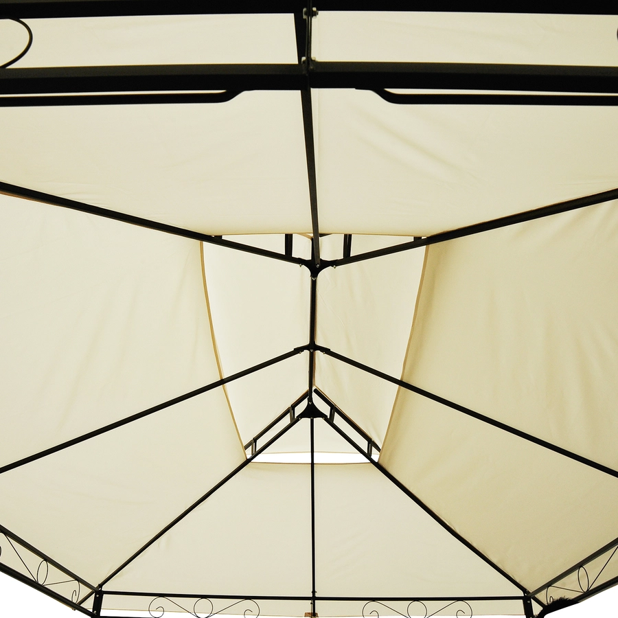 Outsunny Gartenpavillon mit Doppeldach milchweiß, schwarz