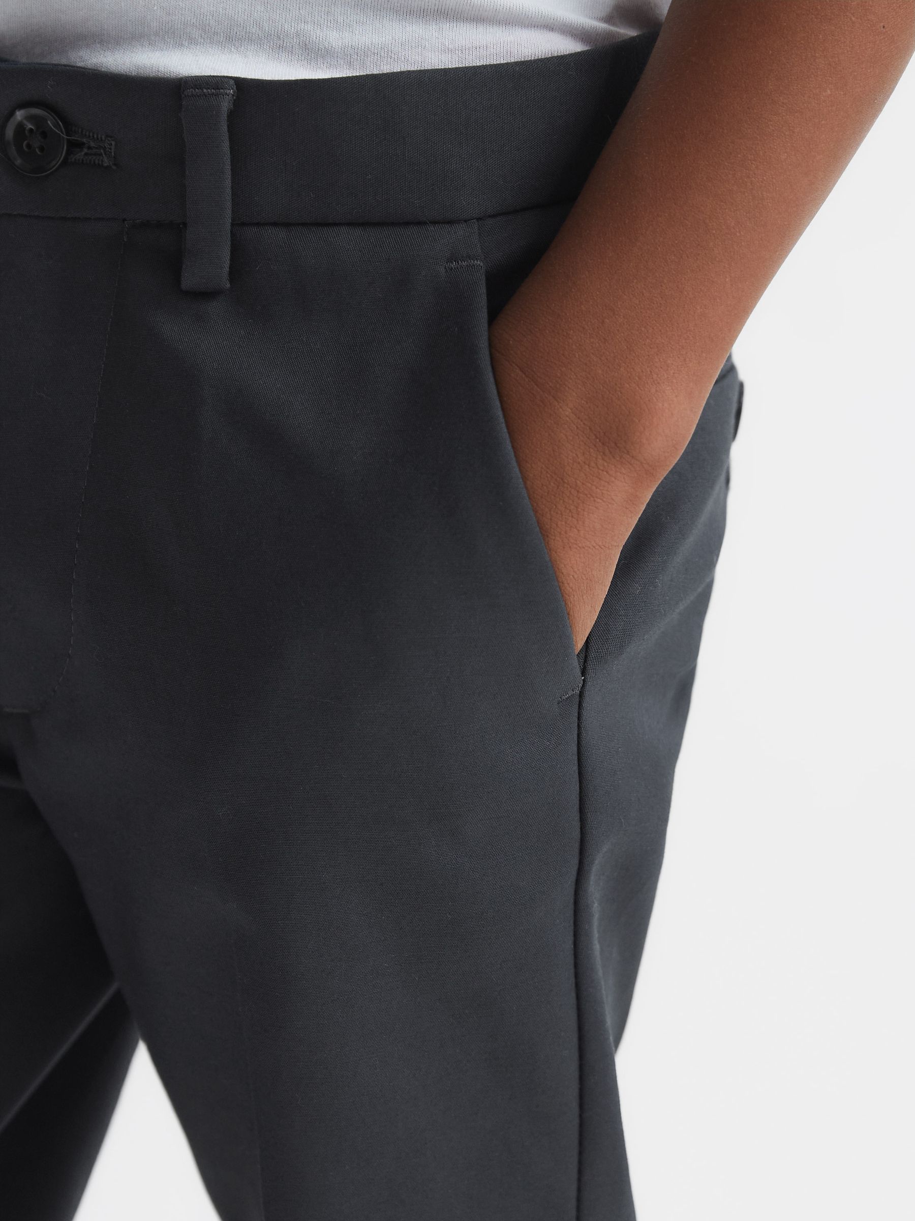 Staalblauw - Reiss slim-fit Eastbury chino