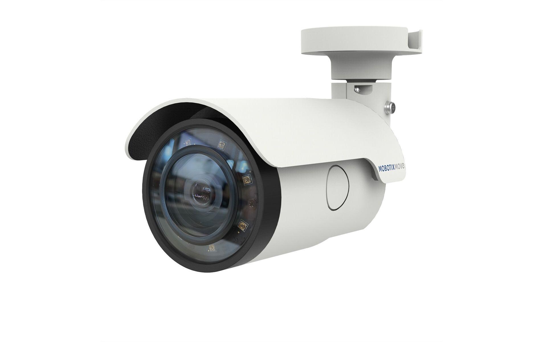 Netzwerkkamera Mx-VB1A-2-IR-D-ALPR bis 35 m<br>MOBOTIX Move Vandal-Bullet 2MP VA, 35 m Objektentfernung, KFZ-Kennzeichnerkennung