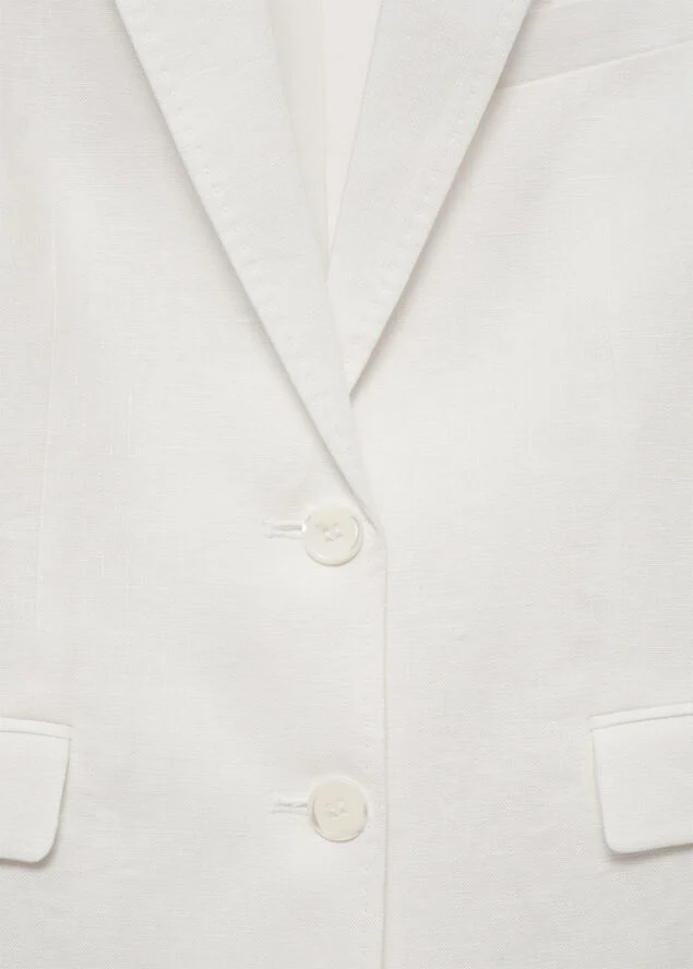 MANGO 100% linen suit blazer White