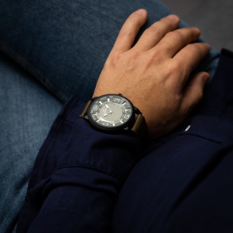 Montre Homme CHTIME bracelet Cuir Vert