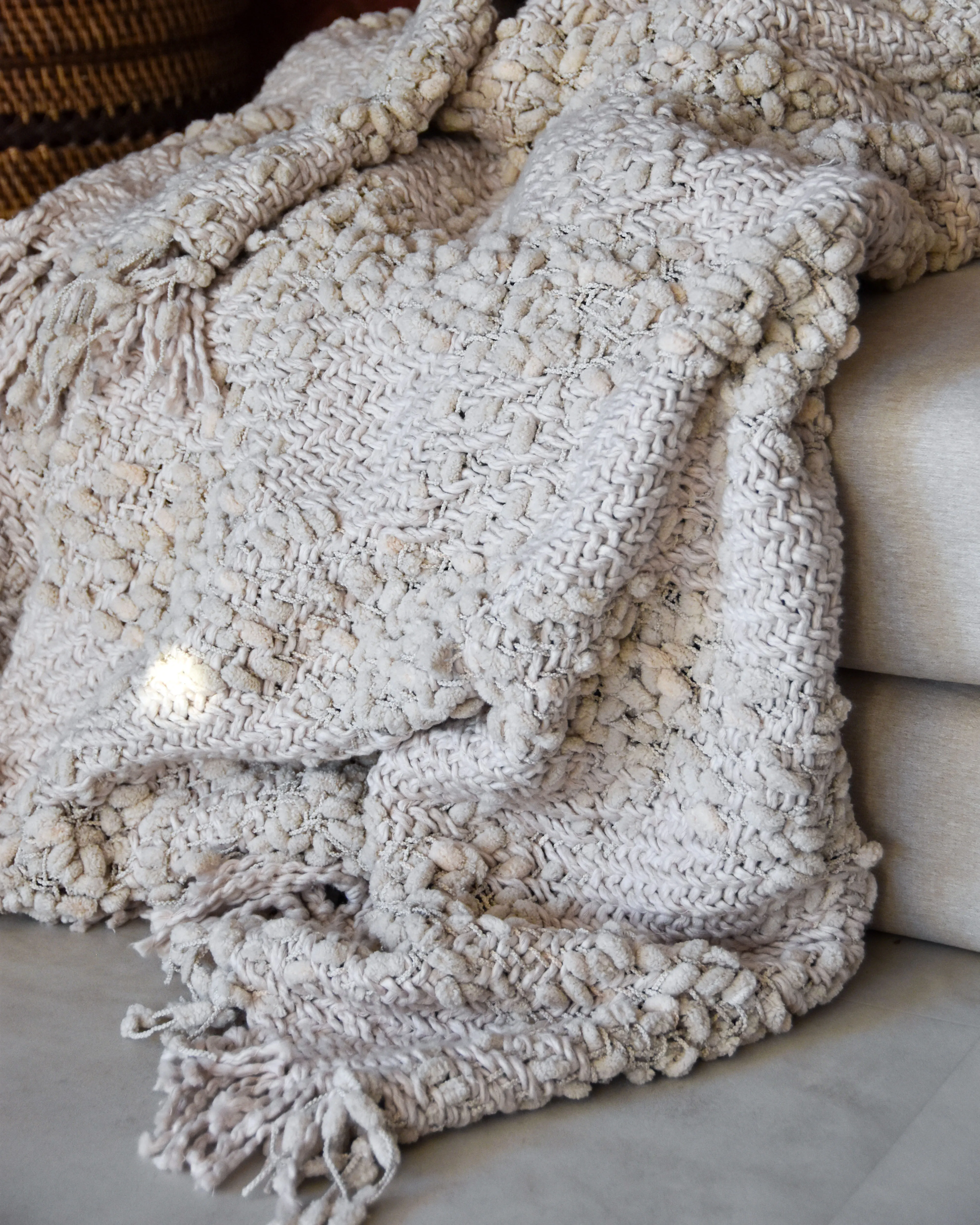 Plaid VELLA Katoen 220 x 240 cm Lichtbeige