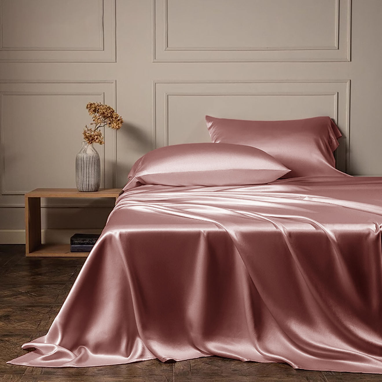 United by PDC Housse de couette en Soie rose