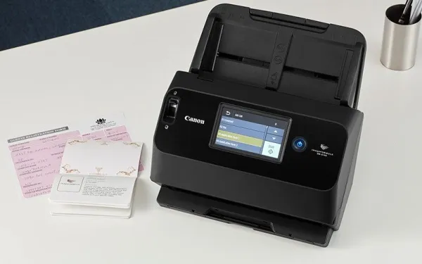Canon imageFORMULA DR-S150 - Dokumentscanner - CMOS / CIS - Duplex - 216 x 3000 mm - 600 dpi x 600 dpi - op til 45 ppm (mono) / op til 45 ppm (farve) - ADF (60 ark) - op til 4000 scanninger pr. dag - USB 2.0, Gigabit LAN, Wi-Fi(n), USB 3.2 Gen 1x1