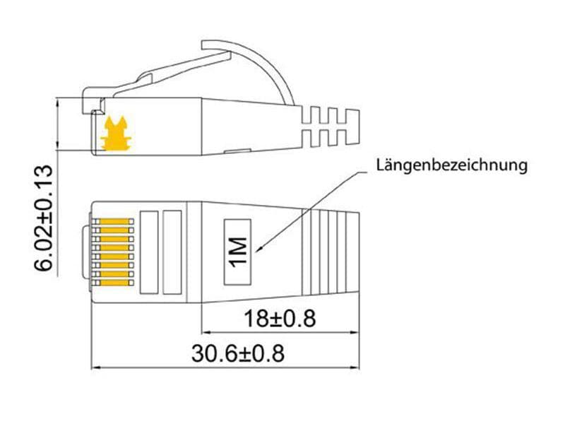 SLIM Slimpatchkabel RJ-45 - RJ-45, Cat 6, STP, 1 m, Grau Geschirmtes Twisted-Pair-Kabel (STP) mit Klinkenschutz