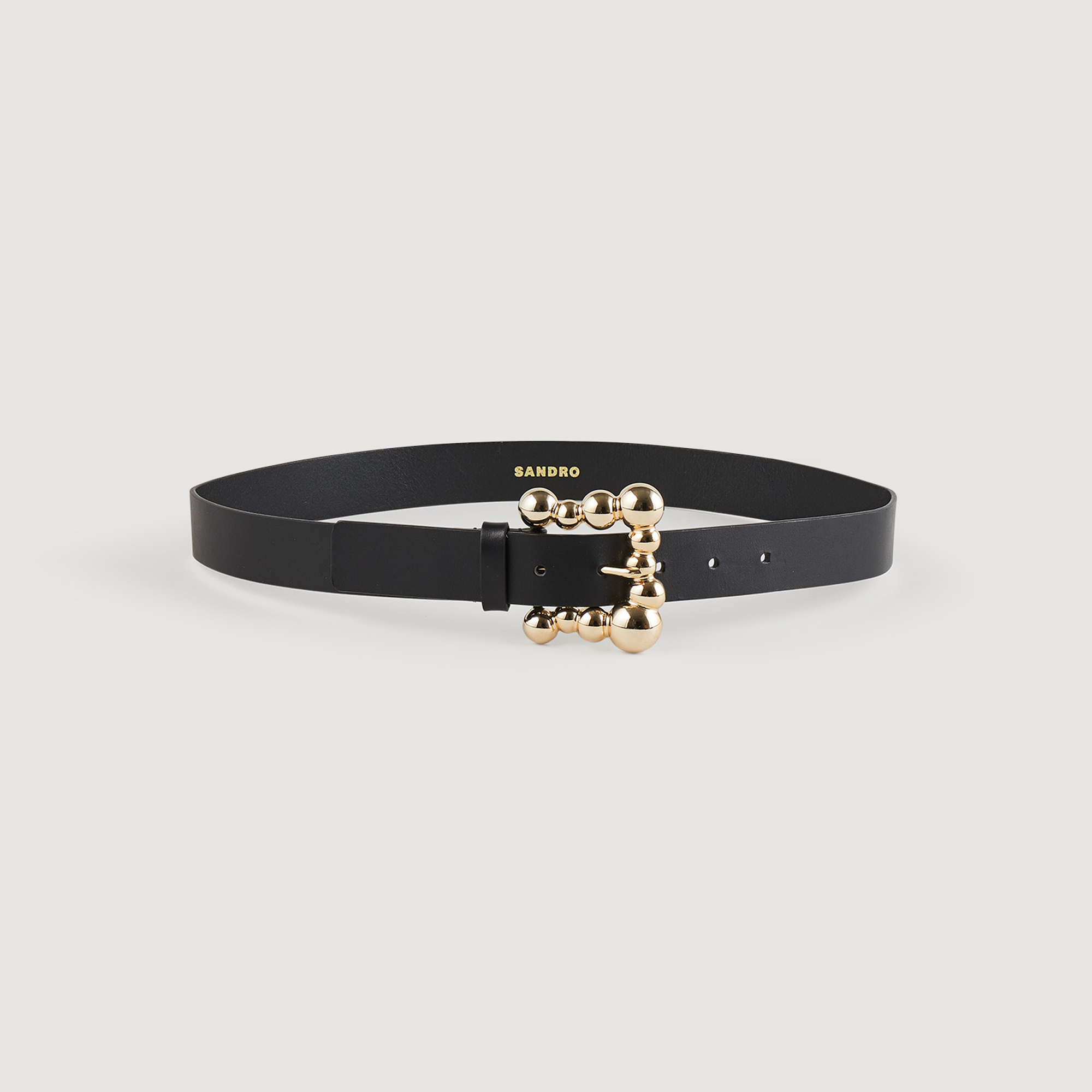 Ceinture large en cuir et boucle carree