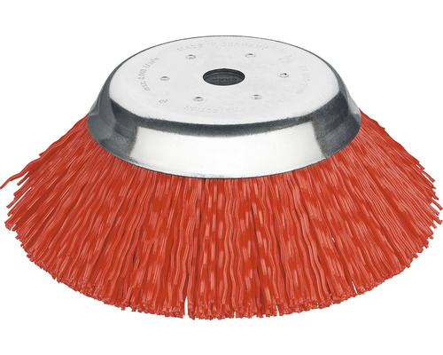 Lessmann conische borstel/onkruidborstel Ø 180 PP rood gegolfd, 1,6 mm, boring 25,4 mm voor bosmaaiers met rechte schacht