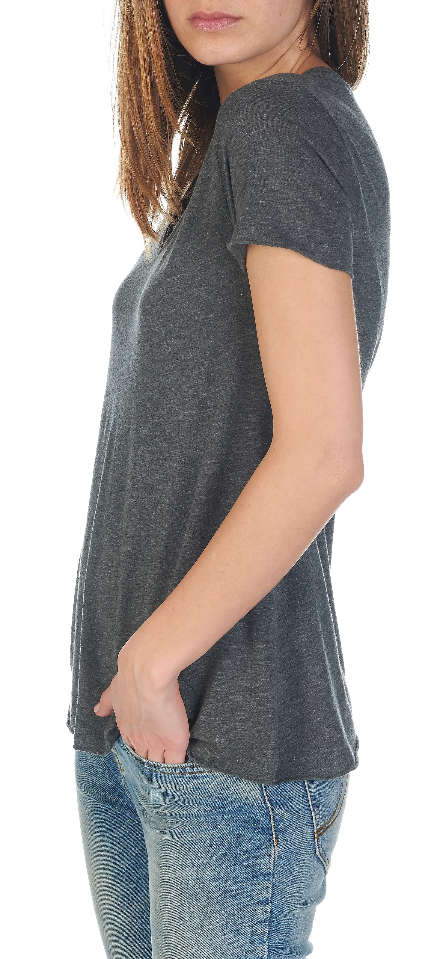 JACKSONVILLE - Tee-shirt col V en coton mélangé | Gris