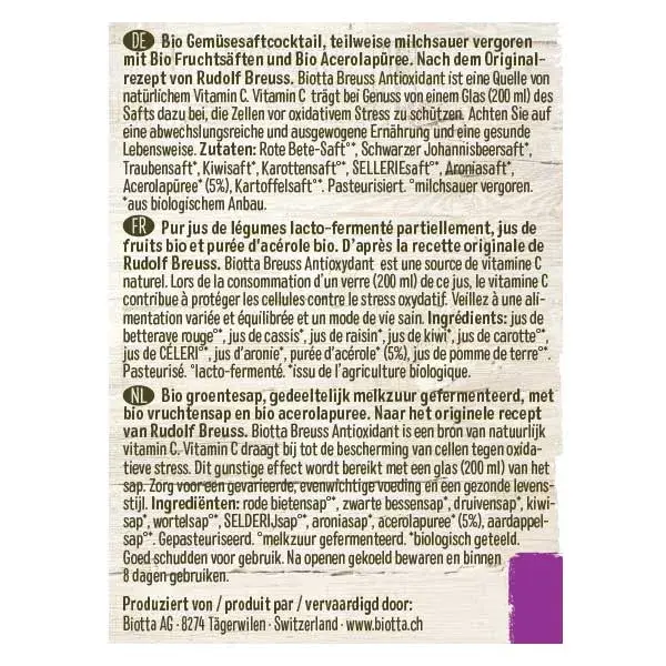 Antioxidante Orgânico Biotta Breuss 500ml