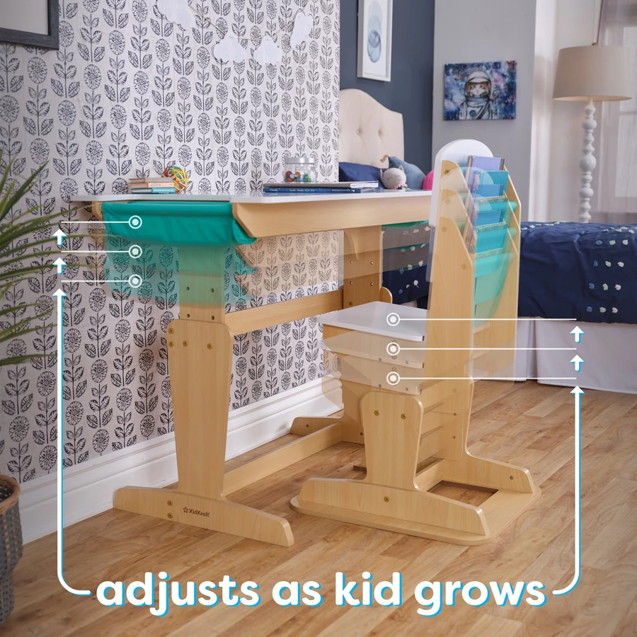 KidKraft® Verstellbarer Schreibtisch mit Stuhl Grow Together™“, naturfarben