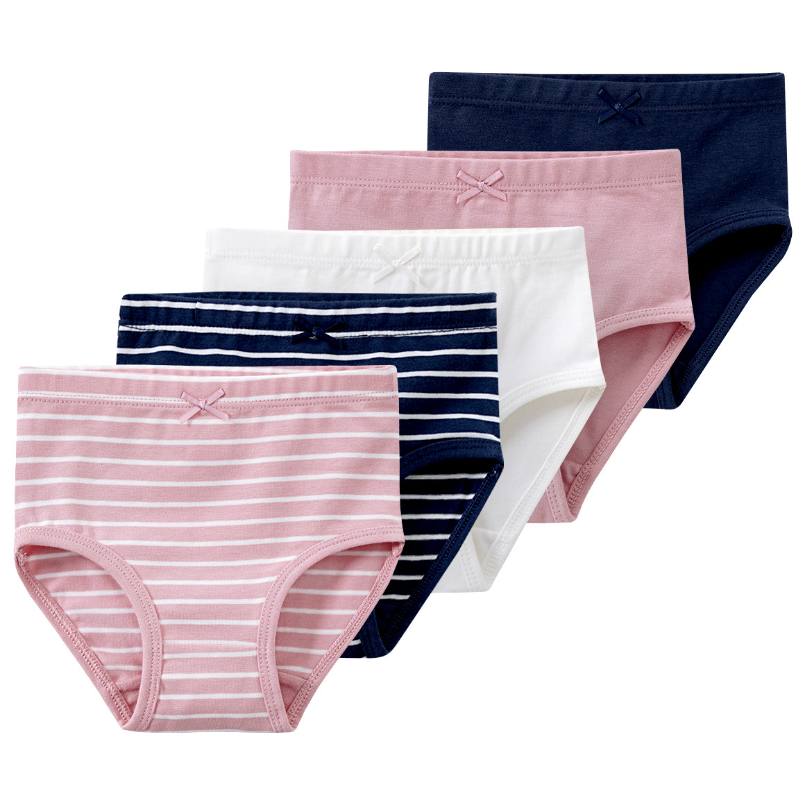 Famy 5 Baby Slips aus Bio-Baumwolle rosa / dunkelblau / weiss