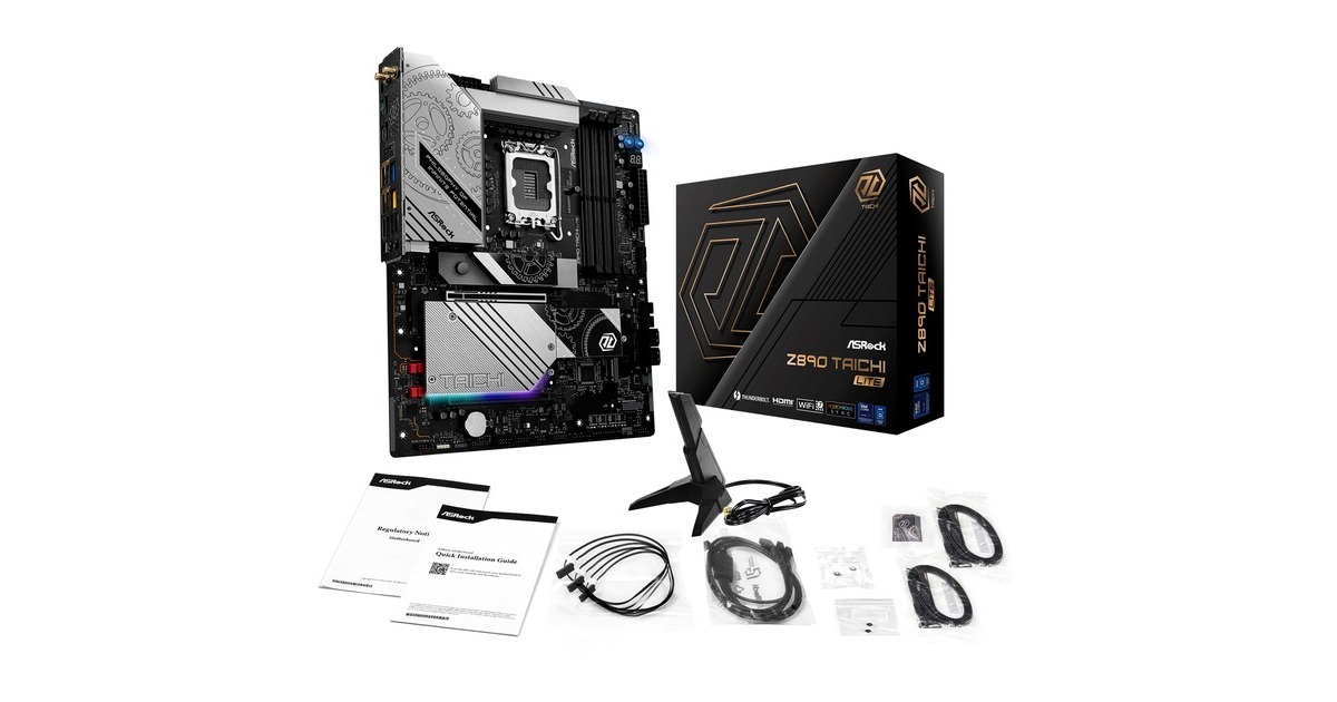 ASRockZ890 Taichi Lite socket 1851 moederbord  (Zwart, RAID, 5Gb-LAN, 2.5Gb-LAN, WLAN, BT, Sound, ATX)