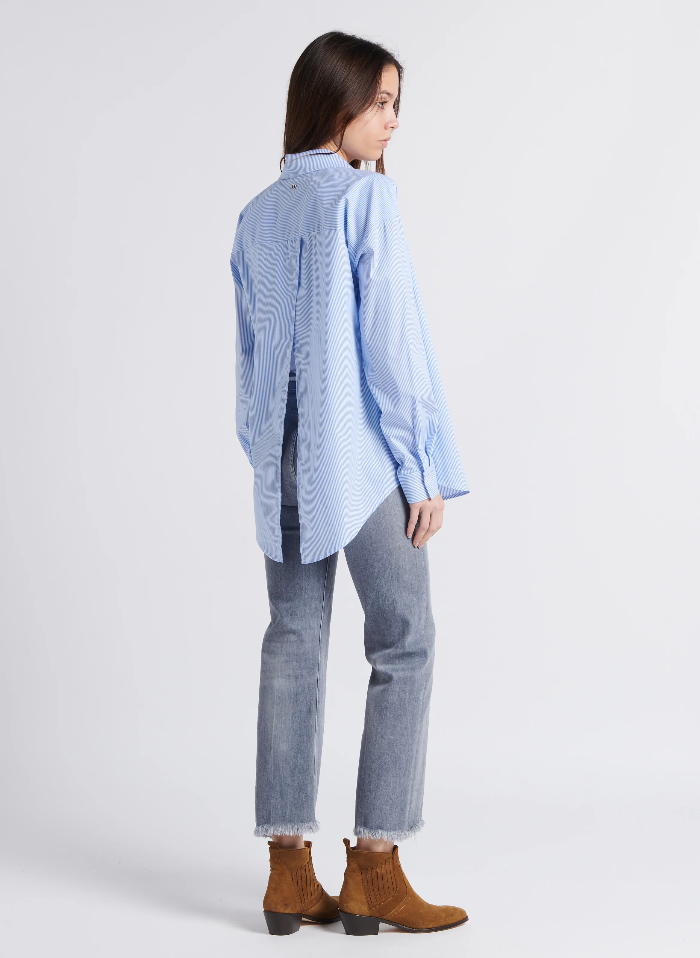 PRICILIA - Jean droit taille haute| Gris