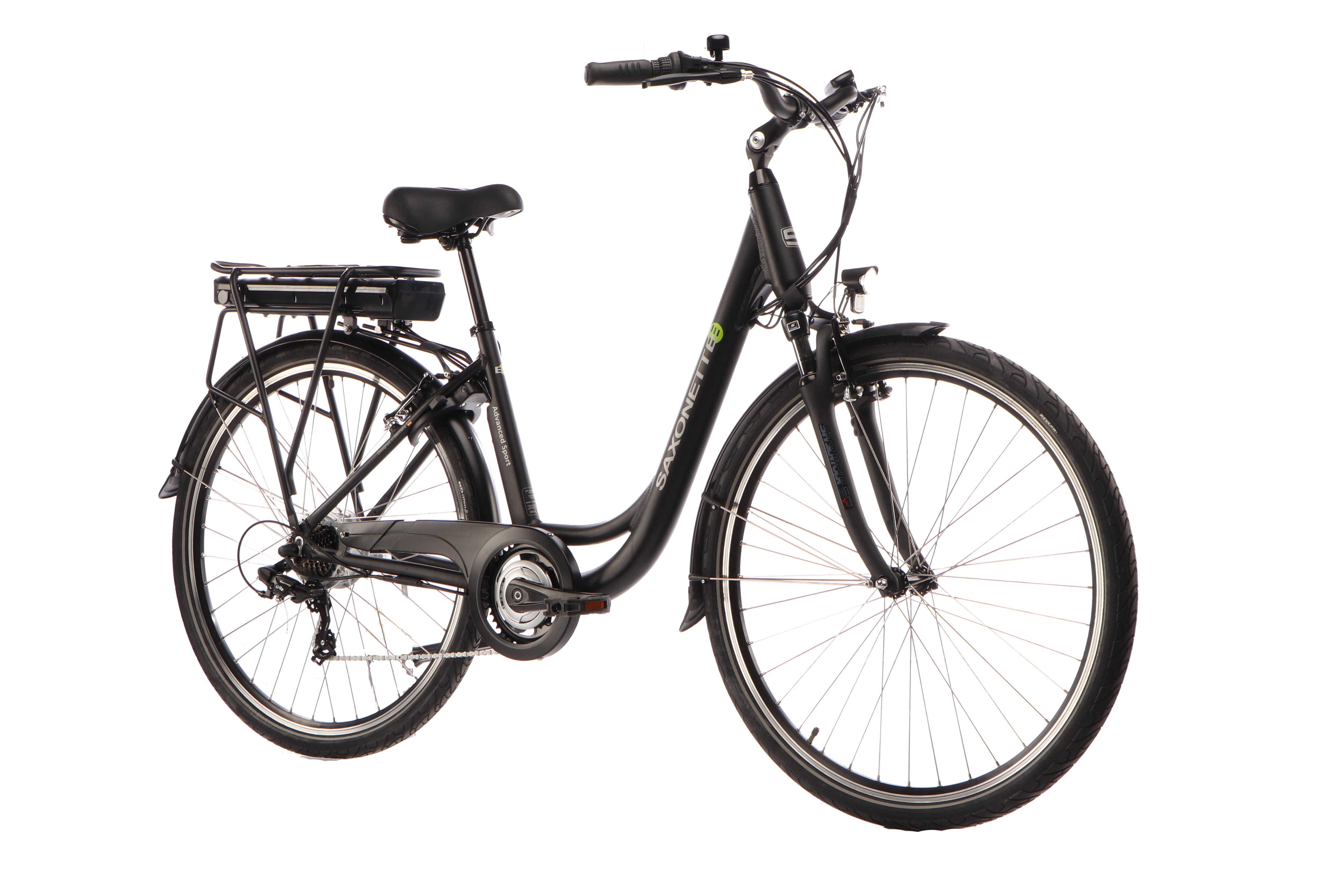 SAXONETTE Advanced Sport E-Bike Wave 7 Gang Kettenschaltung Federgabel schwarz m...