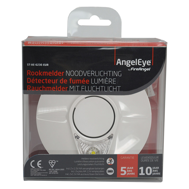 AngelEye rookmelder met noodlicht 2 x AA