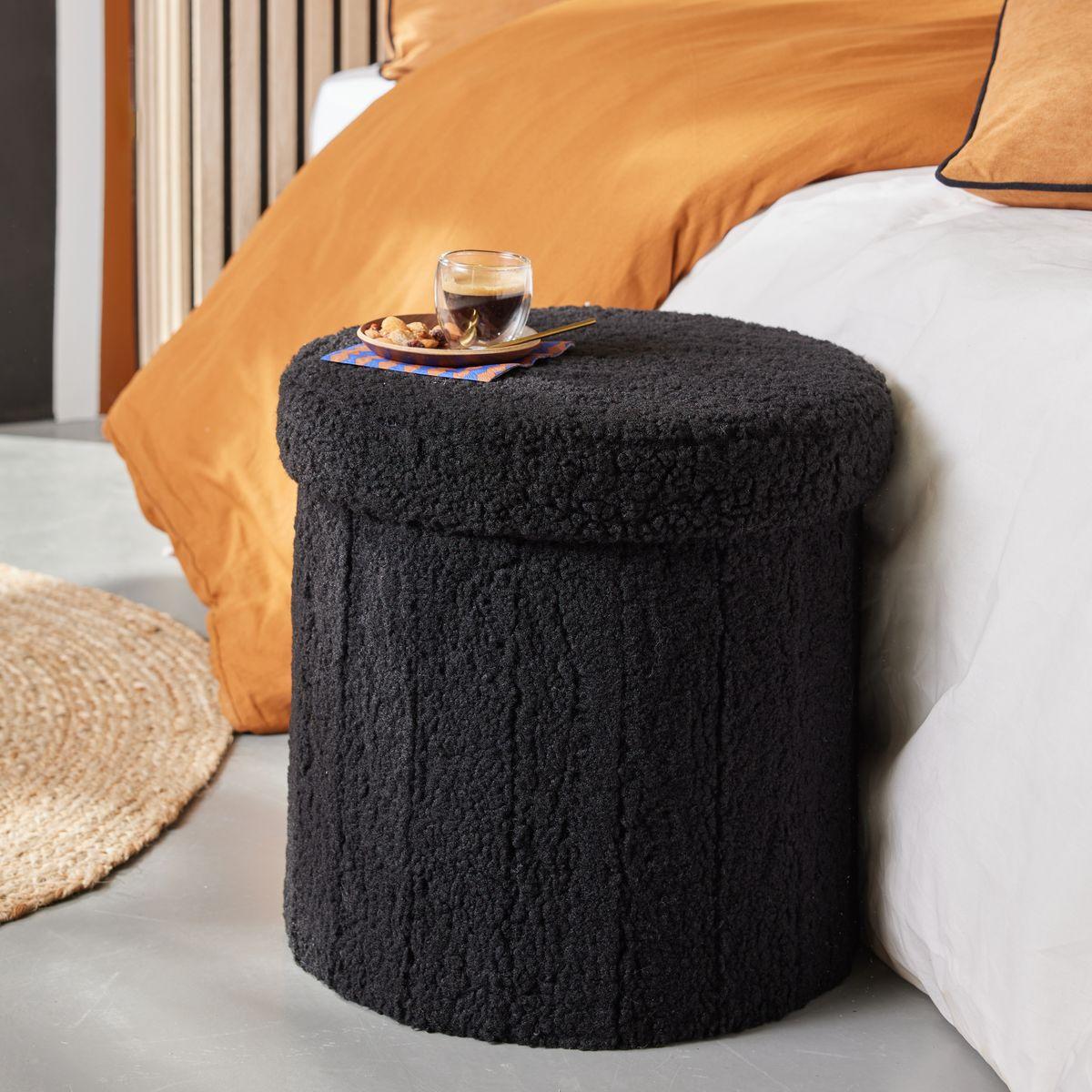POUF ROND TEDDY 38X38X38CM REGLISSE MOKA