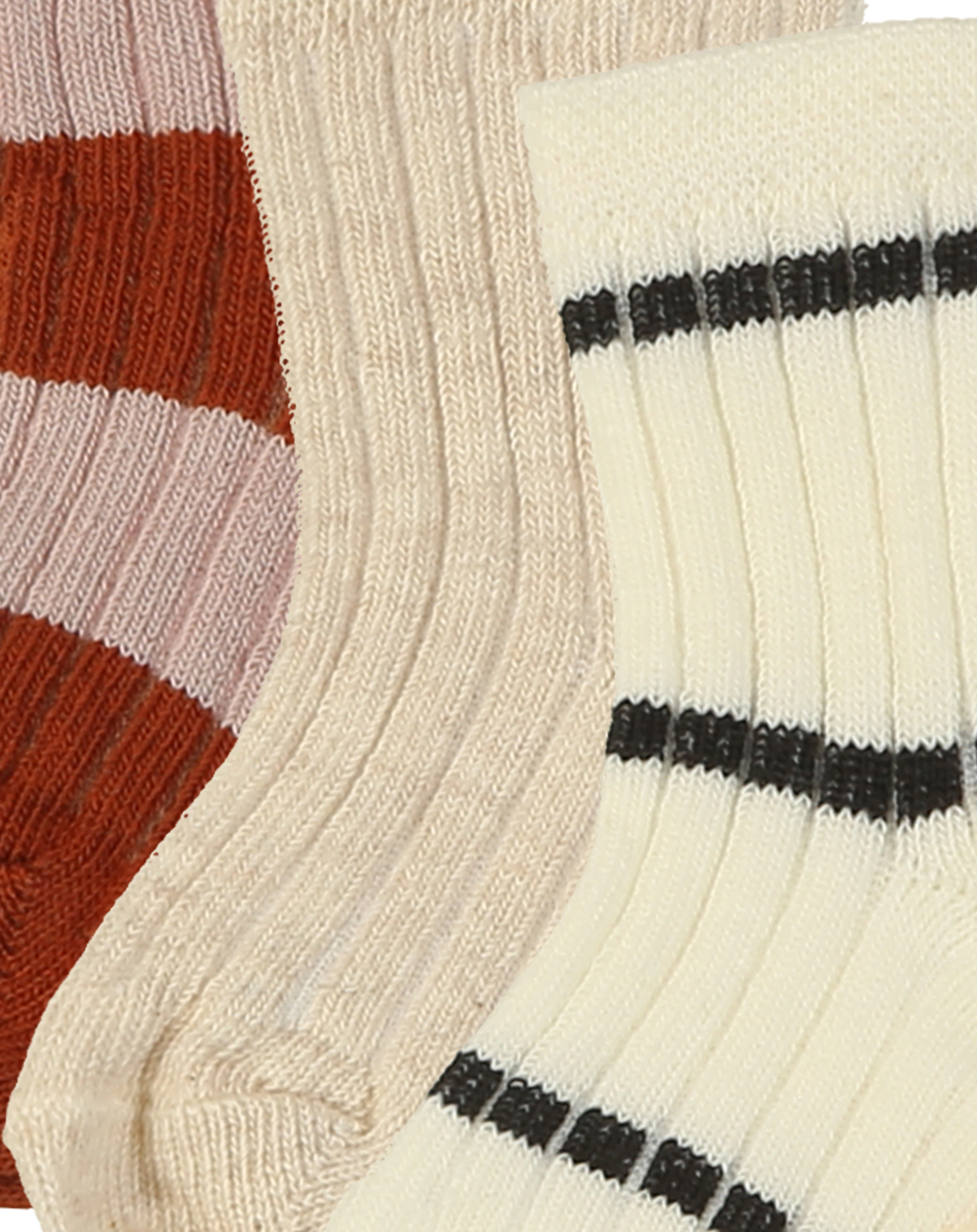 Socken RIPPE & RINGEL 6er-Pack in beige/rot