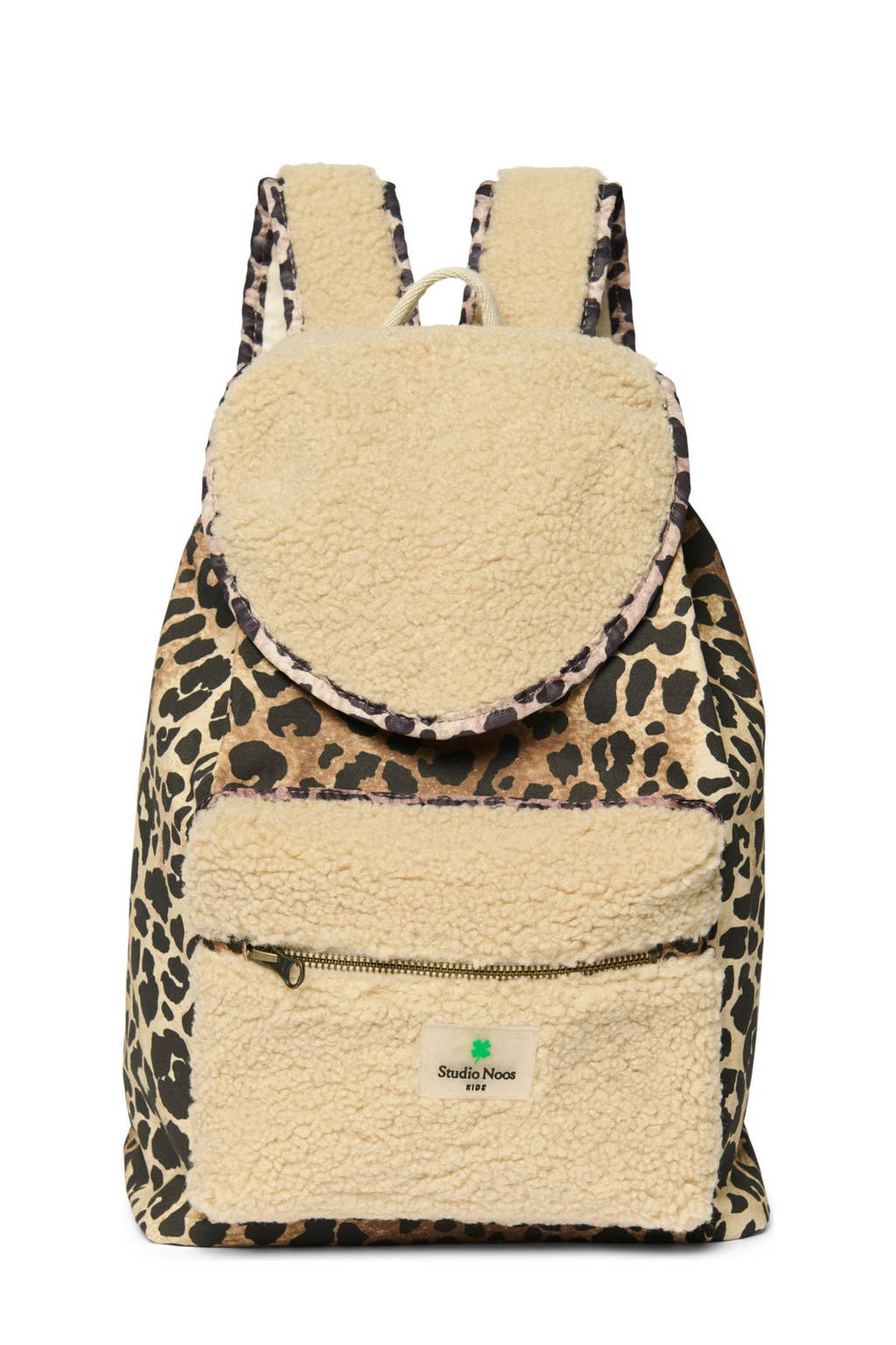 rugzak met panterprint en teddy detail