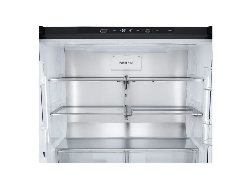 LG GMG960EVJE - Køleskab/fryser - frans dør-bundfryser med vanddispenser, isdispenser - Wi-Fi - bredde: 91.4 cm - dybde: 72.9 cm - højde: 179.2 cm - 638 liter - Klasse E - essens sort stål