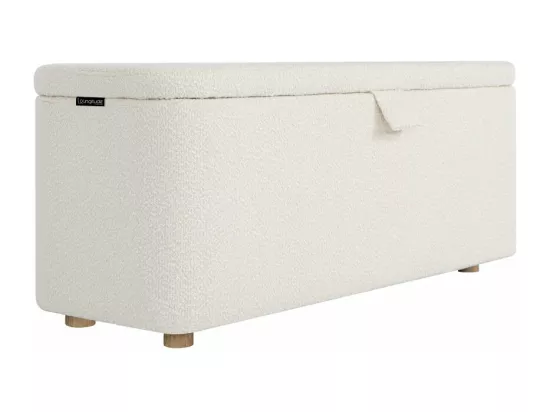 PISTACHE - Bout de lit avec rangement en tissu bouclette - Blanc