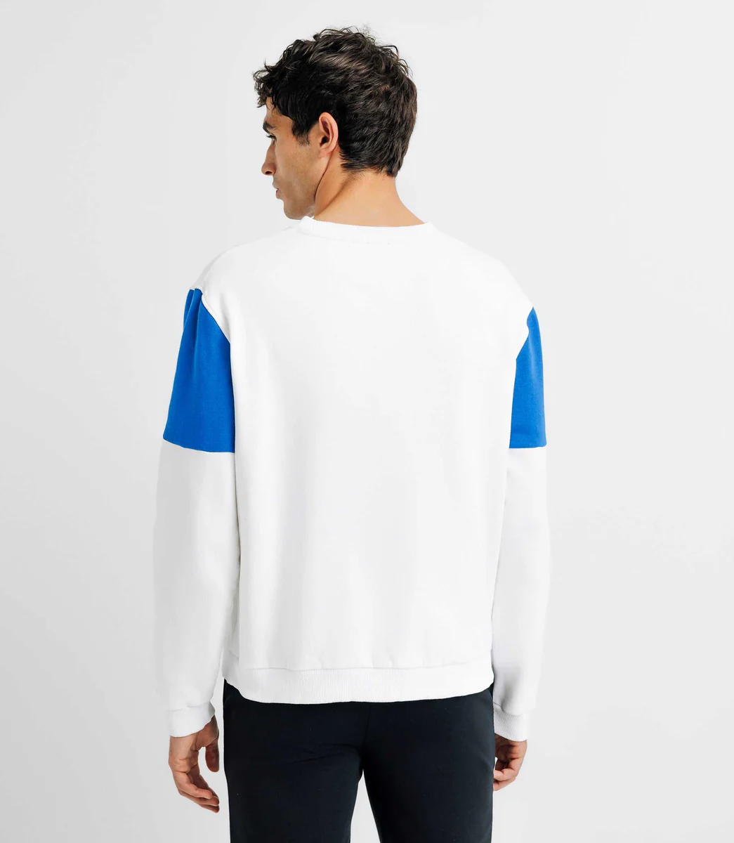Pull sweat bicolore blanc et bleu