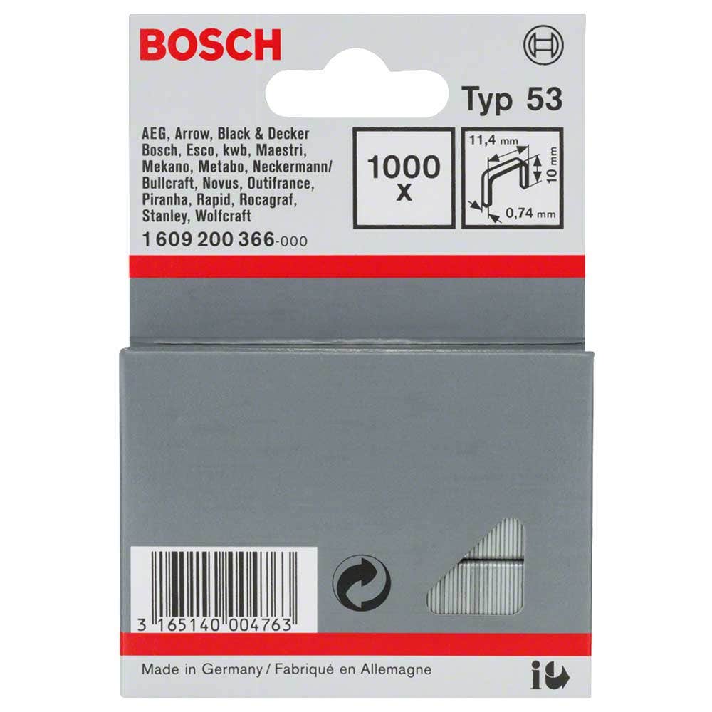 BOSCH 10mm Staples  - 1000 Pieces BOX Suits PTK14E 1609200366