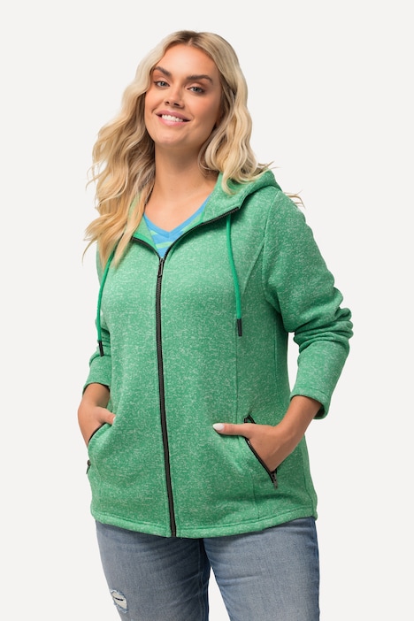 Strickfleece-Jacke, Kapuze, Reißverschlusstaschen