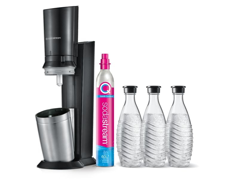 Sodastream Wassersprudler Crystal CQC Megapack Schwarz Design-Wassersprudler-Set