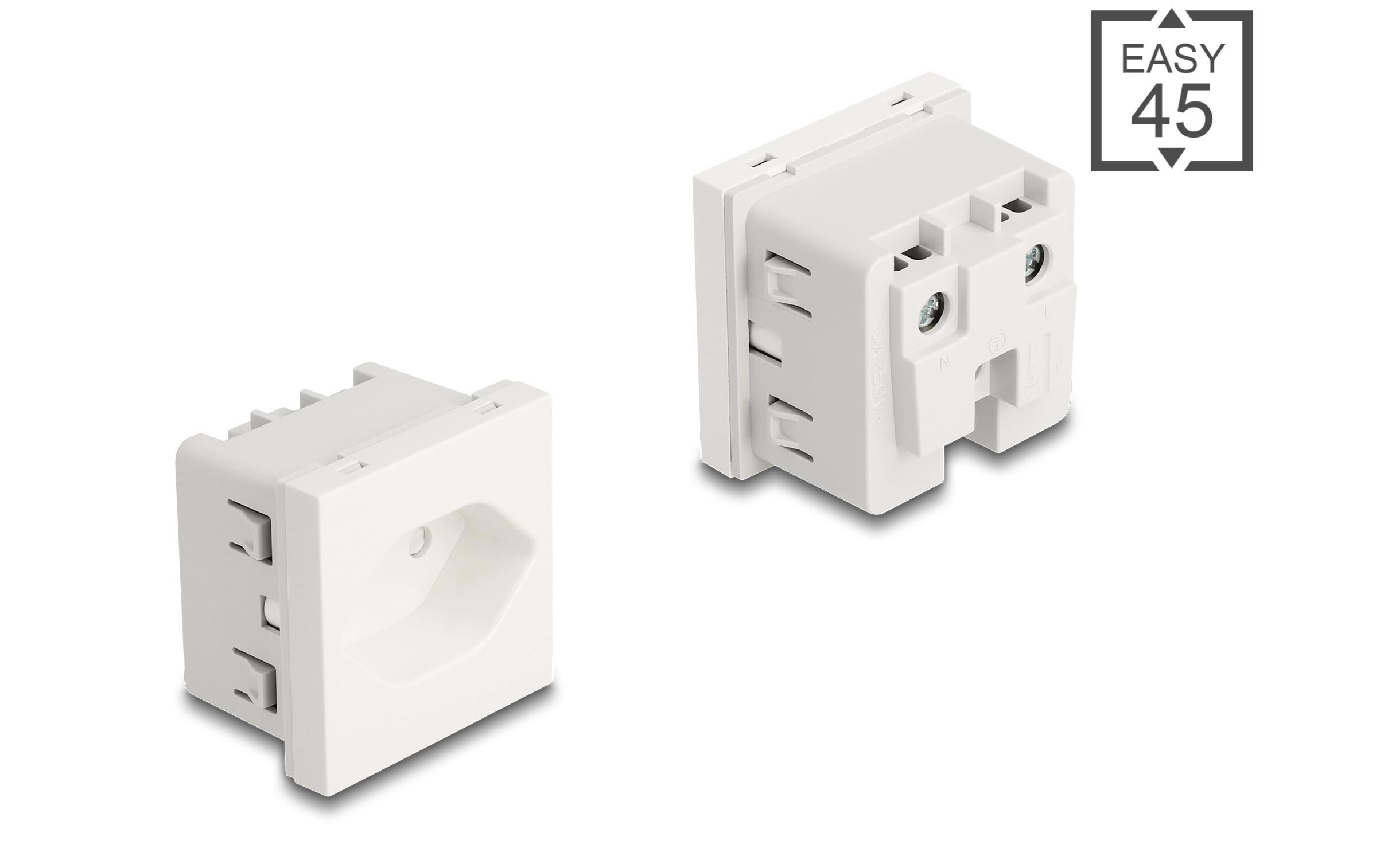 UP-Steckdose Easy 45 T13Delock Easy 45 Schutzkontakt-Steckdose T13 Schweiz 45 x 45 mm