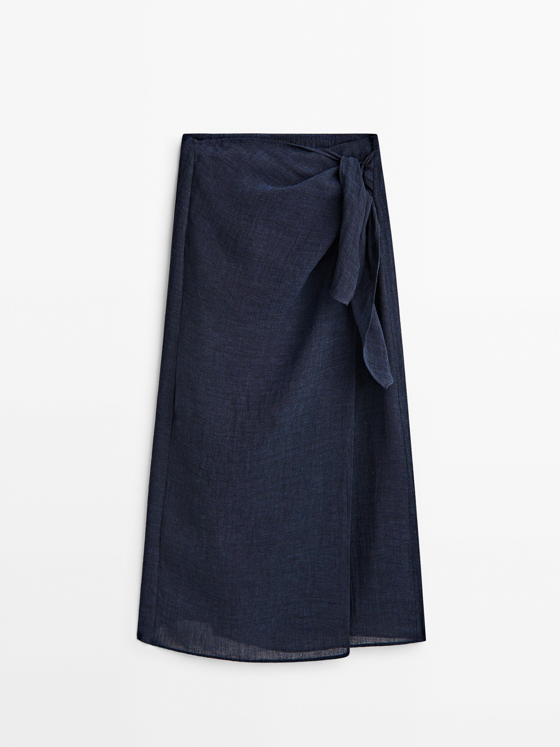 Saia midi pareo waffle - AZUL