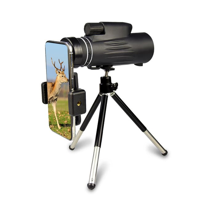 Monokulært teleskop 12×50 Zoom BAK4 Prisme Sort