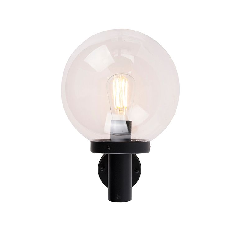 Buiten wandlamp zwart met kunststof IP44 RVS - Sfera