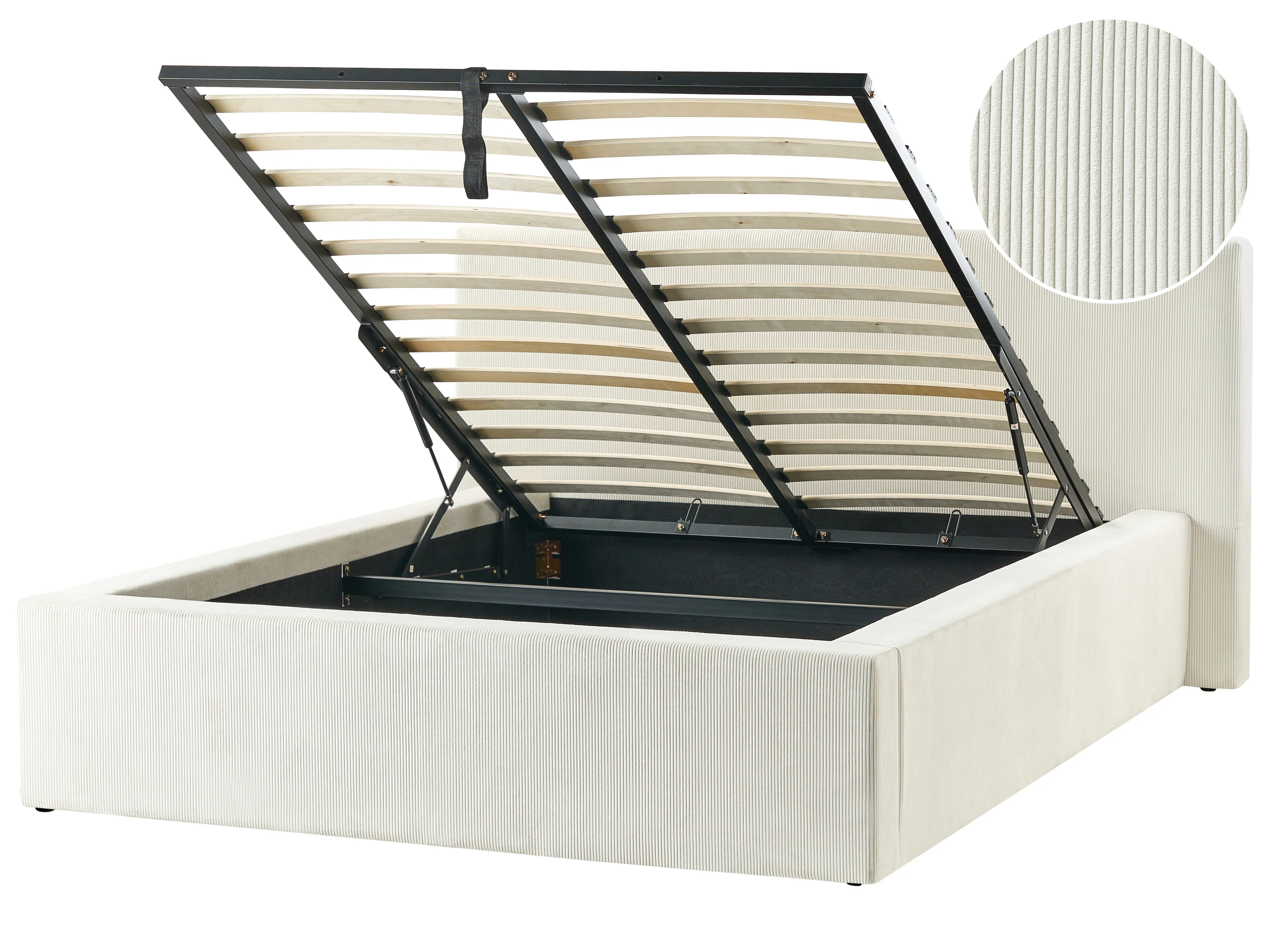 Bed met opbergruimte Corduroy LILLEBONNE 140 x 200 cm Lichtbeige