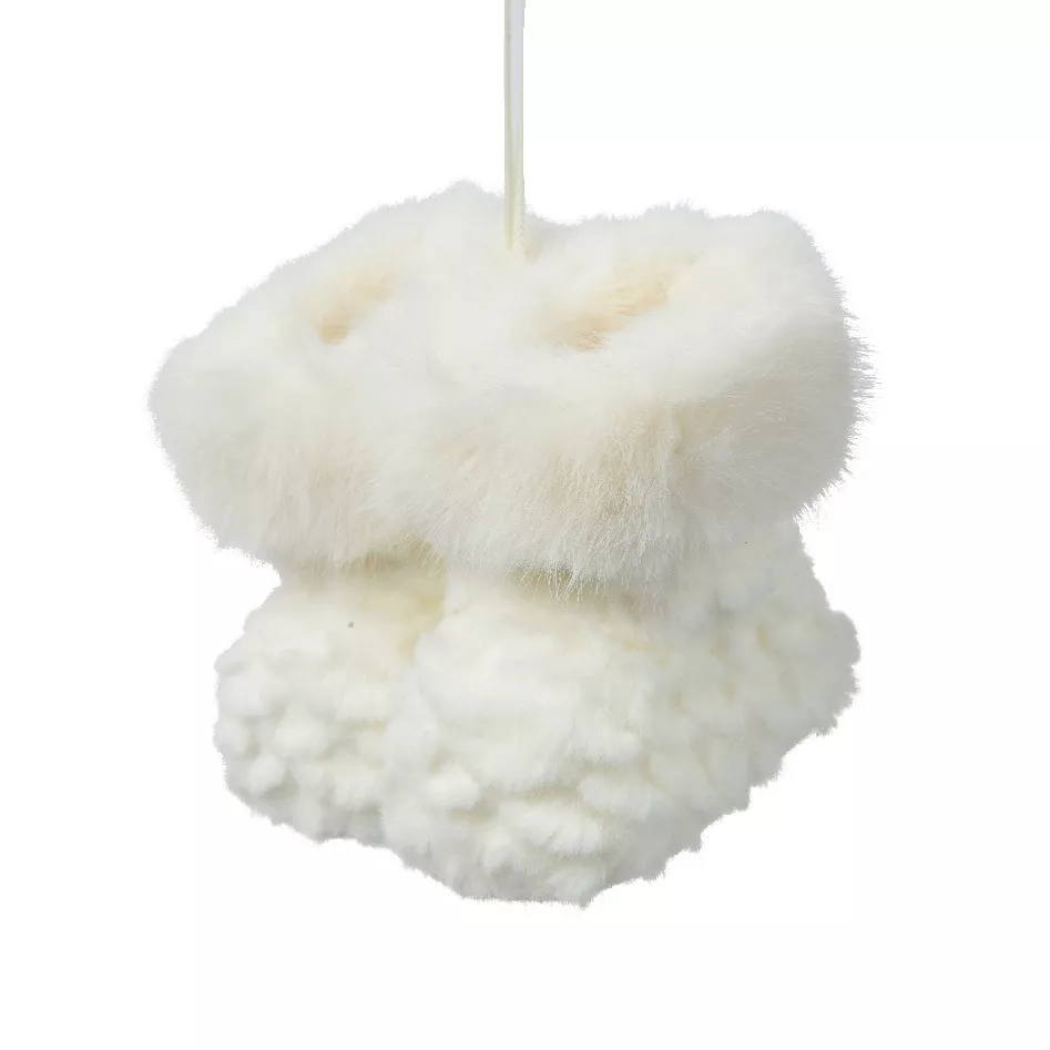 Paire de bottes à suspendre (H10 cm) Cosy Fourrure Blanche
