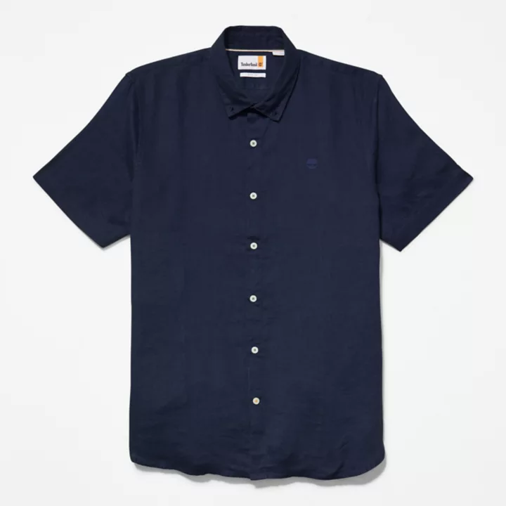 Chemise en lin Mill Brook pour homme en bleu marine