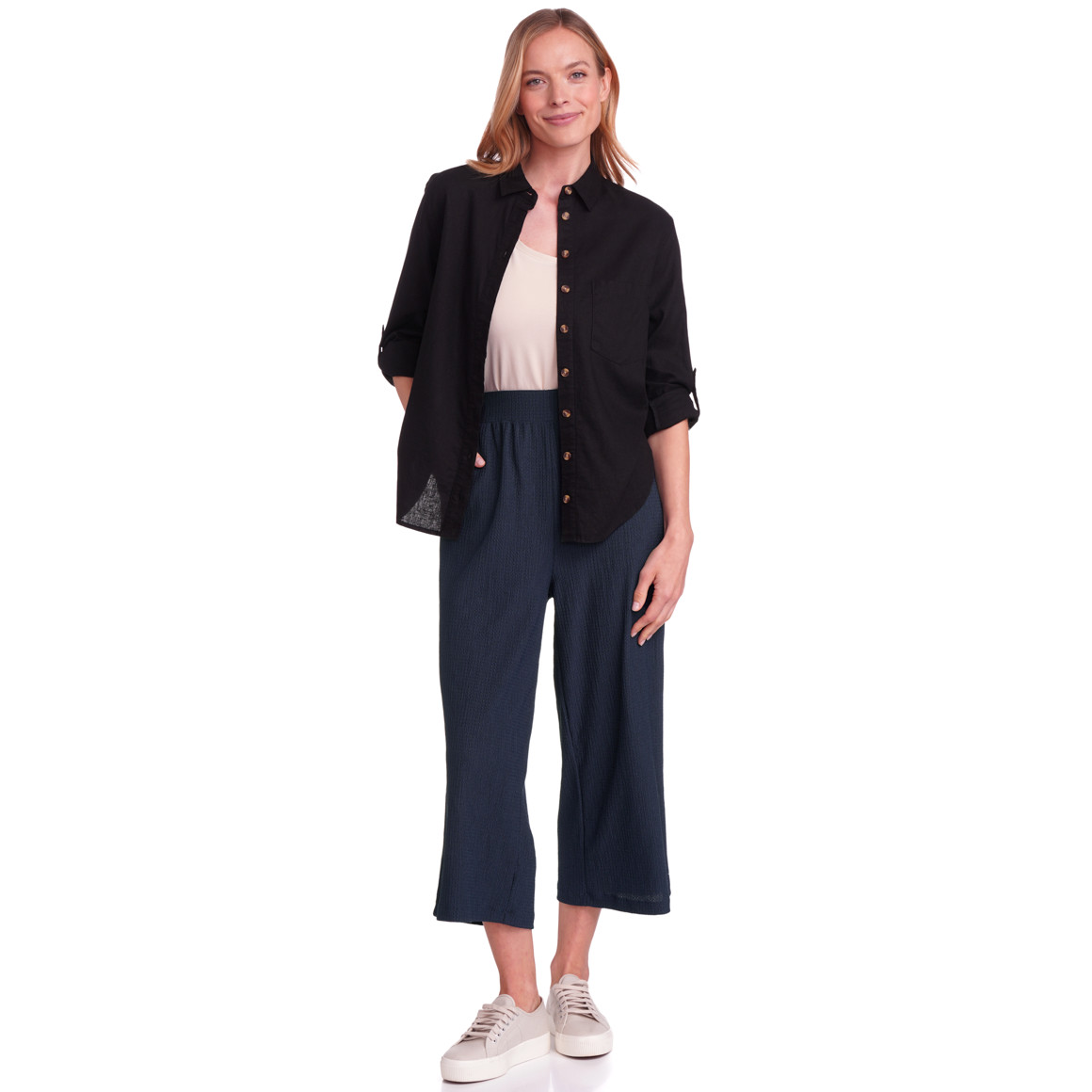Gina Benotti Damen Culotte mit strukturiertem Material dunkelblau