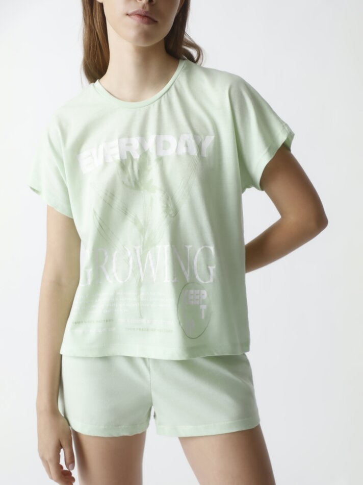 Conjunto de pijama estampado - Verde claro